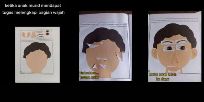 Murid TK Diberi Tugas Menempel dengan Melengkapi Bagian Wajah, Begini Hasilnya: Bikin Ngakak Sampai Tak Sanggup Lihatnya