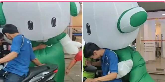 Viral Video Maskot Oppo Kesulitan Bonceng Motor Bikin Ngakak