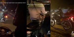 Niatnya Bantu Dorong Kendaraan Kang Ojol Lagi Mogok, Eh Motor Pak Polisi Malah Ikut-ikutan Kehabisan Bensin