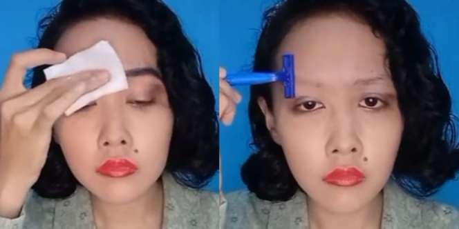 TikToker Sengaja Mencukur Habis Alisnya untuk Buat Tren Makeup di Era 1930