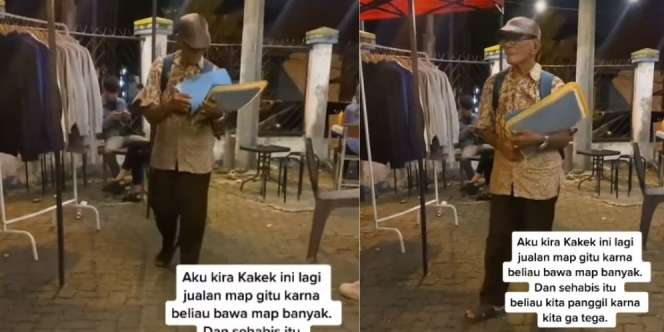 Kakek Mondar-mandir Dikira Jualan ATK, Hati Menangis Saat Isi Map dan Topi Flat Cap Dibuka