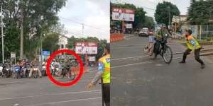 Detik-Detik Kakek Pembawa Sepeda Hampir Terlindas Kereta Api, Aksi Penyelamatan dari Petugas Jadi Sorotan