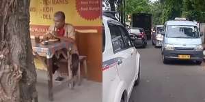 Sopir Angkot Parkir Sembarangan Bikin Macet Panjang Sampai Diamuk Emak-Emak, Endingnya Malah Santuy Seruput Teh di Warung