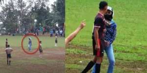Lagi Tanding Bola Tarkam, Pemain Ini Didatangi Ceweknya yang Langsung Nyelonong ke Dalam Lapangan