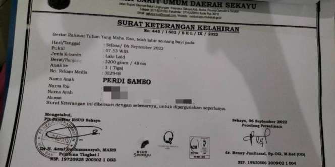 Viral Bayi Diberi Nama Perdi Sambo, Alasannya Bikin Geleng Kepala