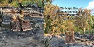 Foto Pilu Pengantin Baru yang Rumahnya Hangus Terbakar H-1 Resepsi, Pakai Baju Pengantin di Puing-Puing Sisa Kebakaran