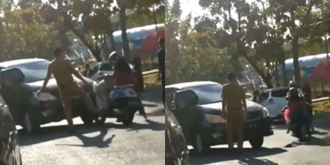 Viral Oknum ASN Tendang Motor Perempuan sampai Terjatuh, Netizen +62 Geram