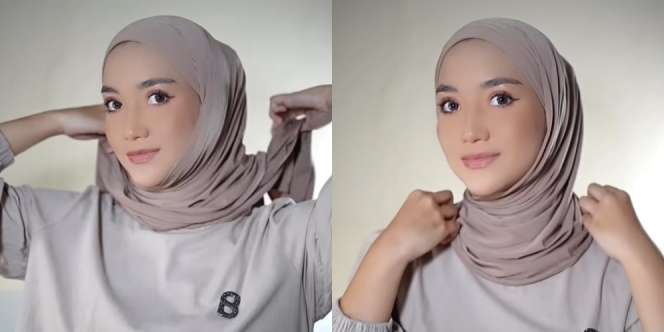 Gaya Erica Putri Pakai Kerudung Segitiga Instan, Simpel Hasil Cantik Maksimal
