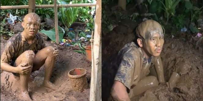 Pria Ini Rela Mandi Lumpur demi Konten Live TikTok 24 Jam, Apesnya Malah Sepi Penonton, Warganet: Cari Kerja Yok