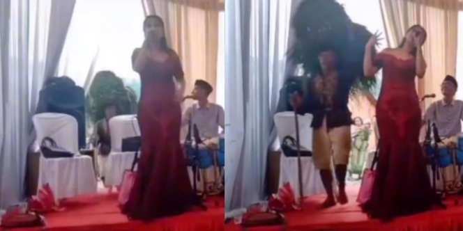 Biduan Asyik Nyanyi di Hajatan, Kaget Tiba-Tiba Ada Mbah Tukang Rumput Nyelonong Naik Panggung dari Belakang