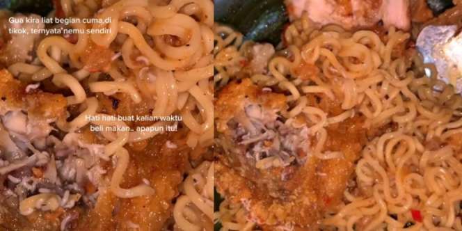 Selama Ini Cuma Lihat di TikTok, Auto Lemas Saat Alami Sendiri Makan Mie Topping Ayam Goreng 'Bonus' Ratusan Belatung Hidup