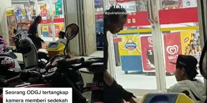 Momen ODGJ Beri Sedekah ke Pengemis, Senyum Semringah Usai Beri Uang