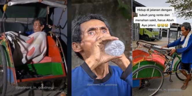 Mengandung Bawang! Kisah Abah Tukang Becak Kelaparan, Hidup di Jalanan Sebatang Kara, Penghasilan Cuma Rp15 Ribu Sehari