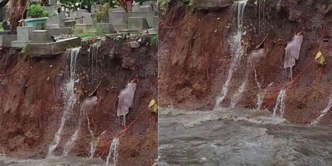 Viral Penampakan Kain Kafan di TPU Terjulur Akibat Diterjang Longsor