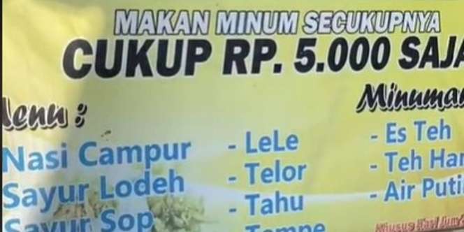 Viral Warung Makan Menunya Seharga Rp5 Ribu Saja, Sudah Termasuk Minum