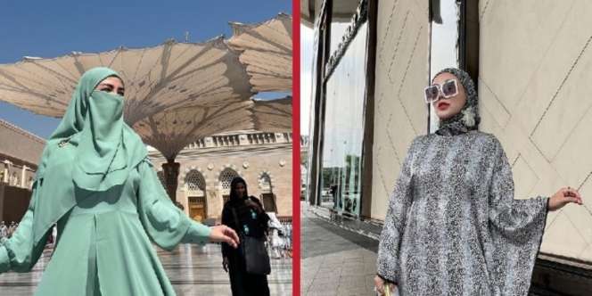 5 Potret Menawan Bumil Bella Shofie Tampil Bercadar Saat Umroh