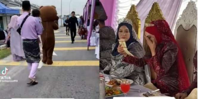 Orang Berkostum Beruang Kejutkan Resepsi Pernikahan, Mempelai Wanita Menangis Mengetahui Sosoknya