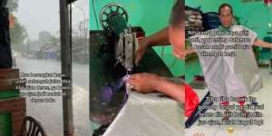Video Heroik Penjual Terpal, Jahitkan Jas Hujan untuk Pengendara yang Terjebak Hujan Deras
