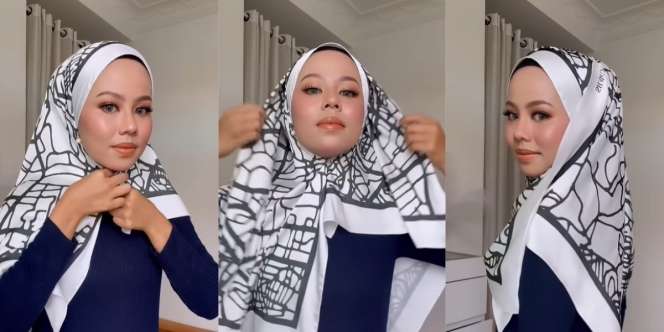 Trik Styling Kerudung Segi Empat ala Pashmina, Begini Caranya