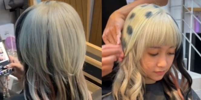 Viral Perjuangan Si Cewek Mewarnai Rambut Bermotif Polkadot Selama 7 Jam