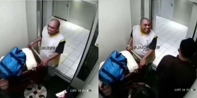 Viral Rekaman CCTV Lift Pelaku Pembunuhan Wanita di Bekasi, Tebar Senyum Saat Bawa Troli Diduga Berisi Jasad