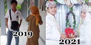 Potret Pernikahan Viral Beda Usia 15 Tahun, `Dulu Guruku Kini Jadi Istriku`