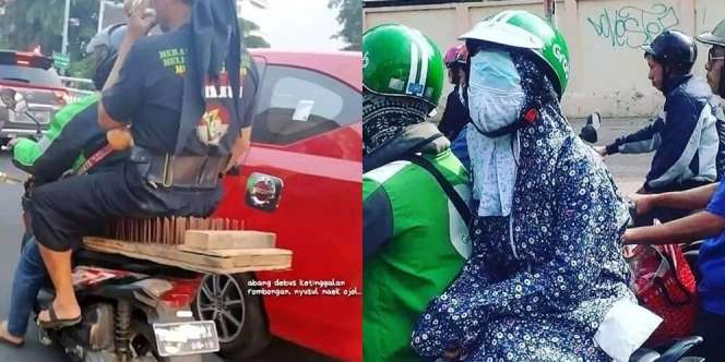 10 Potret Absurd Gaya Penumpang Ojol, Bikin Mikir Keras!
