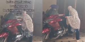 Aksi Emak-emak Parkir Moge Suaminya dengan Standar Tengah Sambil Nyeker Bikin Melongo, Netizen: Salah Satu Makhluk Terkuat di Bumi