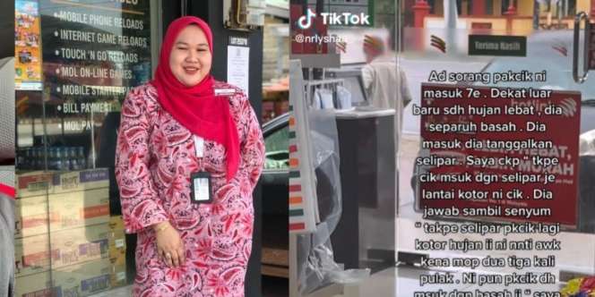 Lagi Hujan Lebat di Luar, Karyawan Terharu Lihat Kakek Masuk Minimarket Lepas Sandal Karena Takut Mengotori Lantai