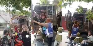 Viral Bocah SD Pulang Sekolah Naik Truk Tronton Fuso, Serasa Dijemput Optimus Prime