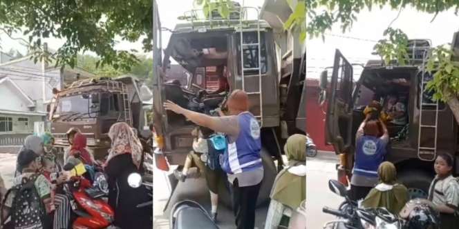 Viral Bocah SD Pulang Sekolah Naik Truk Tronton Fuso, Serasa Dijemput Optimus Prime
