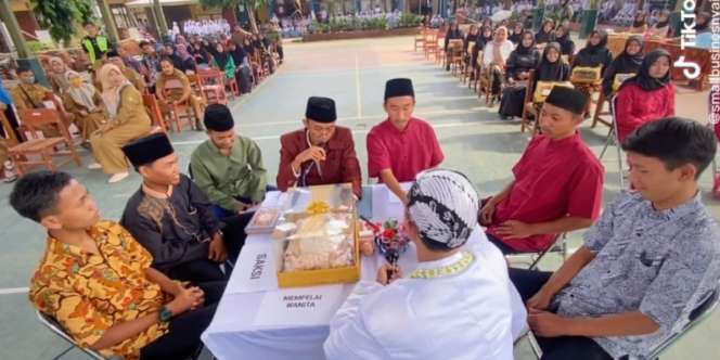 Viral Ujian Praktik Nikah SMA Digelar bak Resepsi Sungguhan, Didoakan Benar-Benar Berjodoh