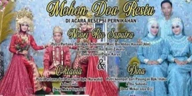 Viral Undangan Pernikahan di Sumsel, Pria Nikahi 2 Wanita Sekaligus