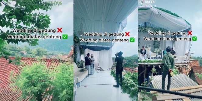 Viral Heboh Pernikahan Unik Resepsinya Digelar di Atas Genteng, Alasannya Bikin Mikir Keras