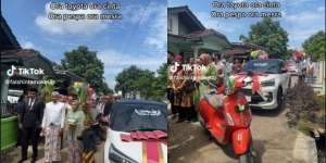Viral Pria di Pati Beri Seserahan Pernikahan Mewah dari Mobil hingga Vespa Matic: Ora Toyota Ora Cinta