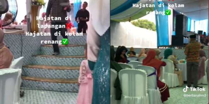 Antimainstream! Hajatan Digelar di dalam Kolam Renang, Hujan Auto Tenggelam