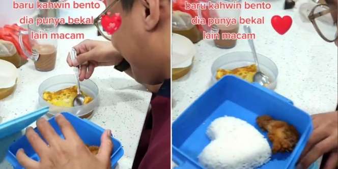 Bawa Bekal Nasi Buatan Istri, Pengantin Baru Malu Digoda Rekan Kerja Karena Bentuknya 'Sweet' Banget