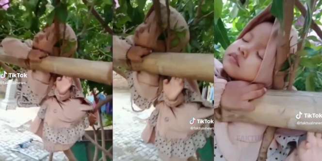 Gemes, Gadis Cilik Manjat Pohon Endingnya Malah Ketiduran, Netizen: 'Spiderman Menangis Melihat Ini'