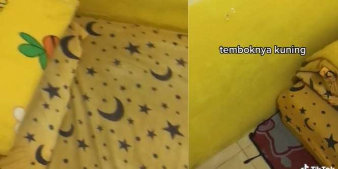 Pecinta Kuning Garis Keras, Penampakan Kamar Kos sampai Perabotannya Bikin Silau Mata