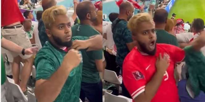 Kocak! Fans Arab Saudi Langsung Ganti Baju Pindah Dukung Polandia Setelah Kalah