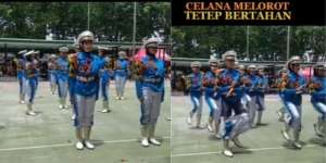 Momen Peserta Baris-berbaris Melorot Celananya, Tetap Profesional Meski Peserta di Belakang Susah Tahan Tawa