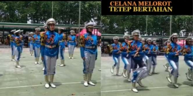 Momen Peserta Baris-berbaris Melorot Celananya, Tetap Profesional Meski Peserta di Belakang Susah Tahan Tawa