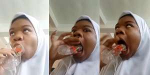 Ngakak! Iseng Sedot Botol, Malah Nggak Bisa Lepas Sampai Mata Mendelik Karena Panik, Netizen: Tutorial Pintar Silat Lidah