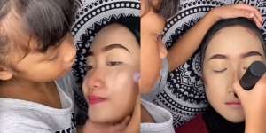 Anak Rias Wajah Orang Dewasa, Eyelinernya Rapi Banget!