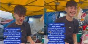 Pemuda Berwajah Tampan Tak Gengsi Jualan di Pasar Malam, Penampilan Bikin Salfok, Pembeli Sampai Mengular