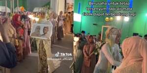 Resepsi Pernikahan Berubah Jadi Momen Sedih, Pengantin Wanita Bawa Foto Kedua Orangtua ke Pelaminan