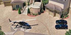 Penampakan Rumah dengan Parkiran Helikopter di Halaman