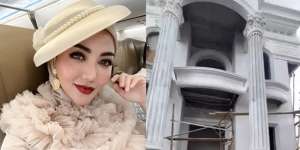 8 Potret Rumah Baru Bella Shofie yang Megah, Duplikat Istana di Negeri Dongeng, Pilar Menjulang Langit!