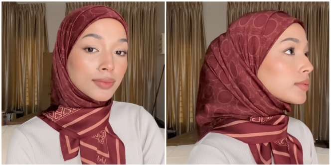 Kerudung Segi Empat Bermotif Terlilit Rapi, Cari Tahu Caranya