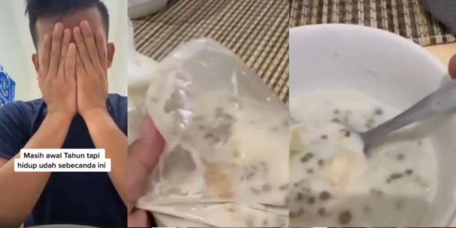 Ngakak! Pemuda Menyendok Bubur Kacang Hijau, Kaget Tahu Kacangnya Sudah Jadi Taoge